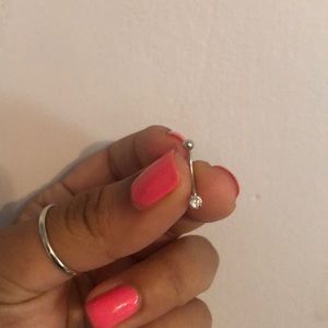 10k white gold bellybutton ring